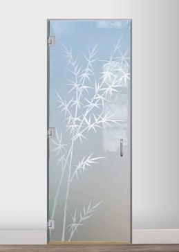 Interior Glass Door with a Frosted Glass Bamboo Forest Asian Design for Private by Sans Soucie Art Glass
