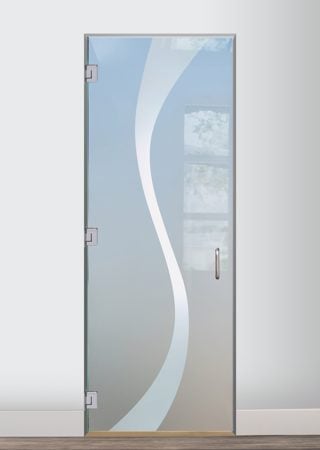 Interior Glass Door with a Frosted Glass Curvature Geometric Design for Semi-Private by Sans Soucie Art Glass