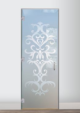 Interior Glass Door with Frosted Glass Traditional Demure Scrolls Design by Sans Soucie