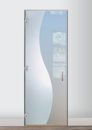 Interior Glass Door featuring a Frosted Glass Geometric Design Sandblast Etched Glass Divise Design by Sans Soucie