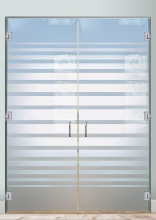 Interior Glass Door with a sandblast Frosted Glass Geometric Design Custom-Designed Decorative Etched Glass