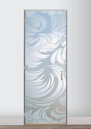 Interior Glass Door with Frosted Glass Abstract Feathers Design by Sans Soucie