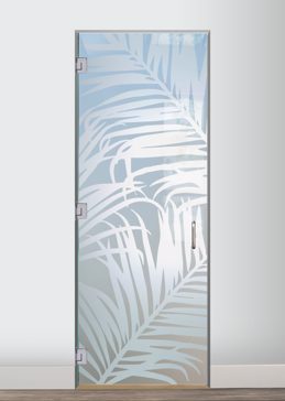 Handmade Sandblasted Frosted Glass Interior Glass Door for Private Featuring a Tropical Design Fern Leaves by Sans Soucie