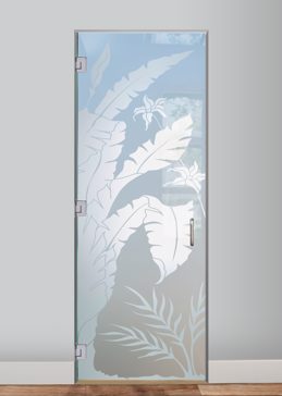 Handmade Sandblasted Frosted Glass Interior Glass Door for Private Featuring a Tropical Design Natural Wonders by Sans Soucie