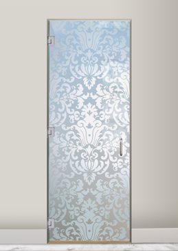 Handcrafted Etched Glass Interior Glass Door by Sans Soucie Art Glass with Custom Traditional Design Called Renaissance Creating Private