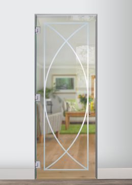 Not Private Interior Glass Door with Sandblast Etched Glass Art by Sans Soucie Featuring Arcs Geometric Design