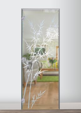 Interior Glass Door with a Frosted Glass Bamboo Forest Asian Design for Not Private by Sans Soucie Art Glass