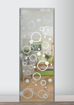 Not Private Interior Glass Door with Sandblast Etched Glass Art by Sans Soucie Featuring Circularity Geometric Design