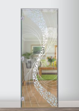 Art Glass Interior Glass Door Featuring Sandblast Frosted Glass by Sans Soucie for Not Private with Abstract Cyclone Design