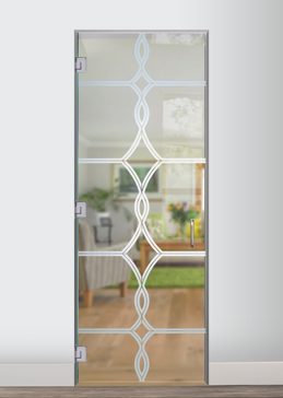 Handcrafted Etched Glass Interior Glass Door by Sans Soucie Art Glass with Custom Traditional Design Called Diamond Beads Creating Not Private