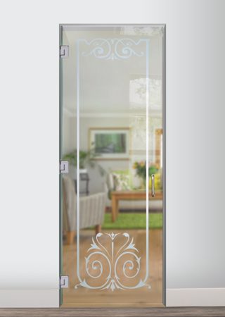 Interior Glass Door featuring a Frosted Glass Traditional Design Sandblast Etched Glass Elegant Design by Sans Soucie