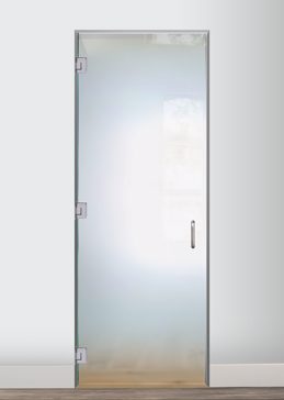 Handcrafted Etched Glass Interior Glass Door by Sans Soucie Art Glass with Custom Abstract Design Called Fade Out Creating Not Private