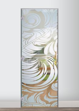 Interior Glass Door with Frosted Glass Abstract Feathers Design by Sans Soucie