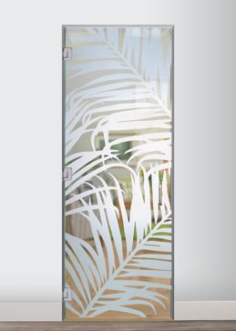 Handmade Sandblasted Frosted Glass Interior Glass Door for Not Private Featuring a Tropical Design Fern Leaves by Sans Soucie
