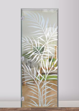 Interior Glass Door with a sandblast Frosted Glass Tropical Design Custom-Designed Decorative Etched Glass