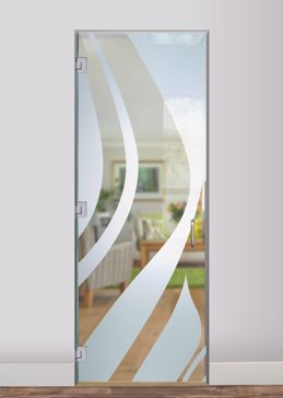 Handmade Sandblasted Frosted Glass Interior Glass Door for Not Private Featuring a Abstract Design Flow by Sans Soucie
