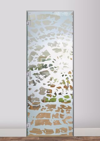 Interior Glass Door featuring Frosted Glass Design Etched Glass by Sans Soucie Art Glass with Custom Tree Design Grain