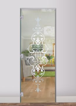 Not Private Interior Glass Door with Sandblast Etched Glass Art by Sans Soucie Featuring Isabelle Traditional Design
