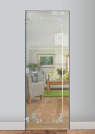 Interior Glass Door with a Frosted Glass Lenora Border Borders Design for Semi-Private by Sans Soucie Art Glass