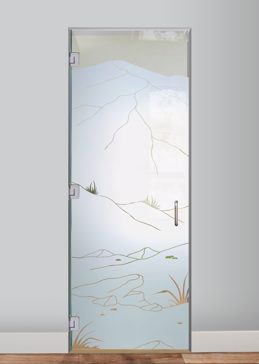 Interior Glass Door with Frosted Glass Landscapes Mountains Foliage Design by Sans Soucie