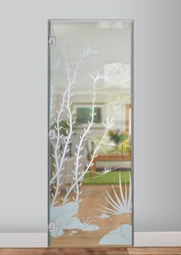 Not Private Interior Glass Door with Sandblast Etched Glass Art by Sans Soucie Featuring Ocotillo Desert Design