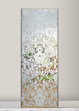 Handcrafted Etched Glass Interior Glass Door by Sans Soucie Art Glass with Custom Traditional Design Called Renaissance Creating Not Private