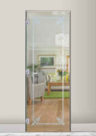 Interior Glass Door featuring a Frosted Glass Traditional Design Sandblast Etched Glass Rochelle Design by Sans Soucie