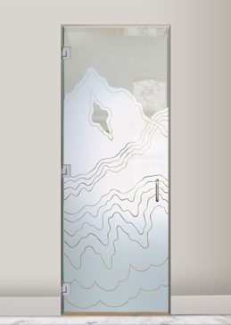 Not Private Interior Glass Door with Sandblast Etched Glass Art by Sans Soucie Featuring Rugged Retreat Abstract Design
