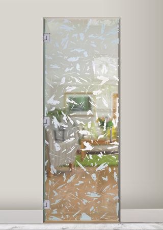 Interior Glass Door with a Frosted Glass Spatter Patterns Design for Semi-Private by Sans Soucie Art Glass