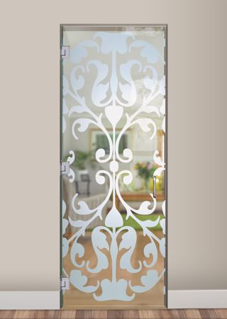 Interior Glass Door with a Frosted Glass Toulouse Traditional Design for Semi-Private by Sans Soucie Art Glass