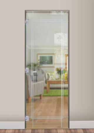 Interior Glass Door featuring a Frosted Glass Borders Design Sandblast Etched Glass Ultra Border Design by Sans Soucie