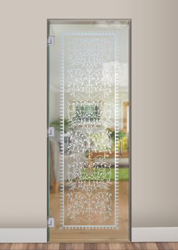 Art Glass Interior Glass Door Featuring Sandblast Frosted Glass by Sans Soucie for Not Private with Traditional Victorian Lace Design