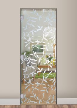 Handmade Sandblasted Frosted Glass Interior Glass Door for Not Private Featuring a Foliage Design Vines by Sans Soucie
