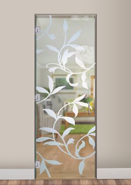 Interior Glass Door with a Frosted Glass Vines Large Foliage Design for Not Private by Sans Soucie Art Glass