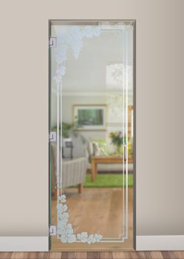 Art Glass Interior Glass Door Featuring Sandblast Frosted Glass by Sans Soucie for Not Private with Grapes & Ivy Vineyard Grapes Garland II Pair Design