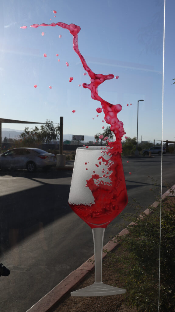 A sleek wine glass design.