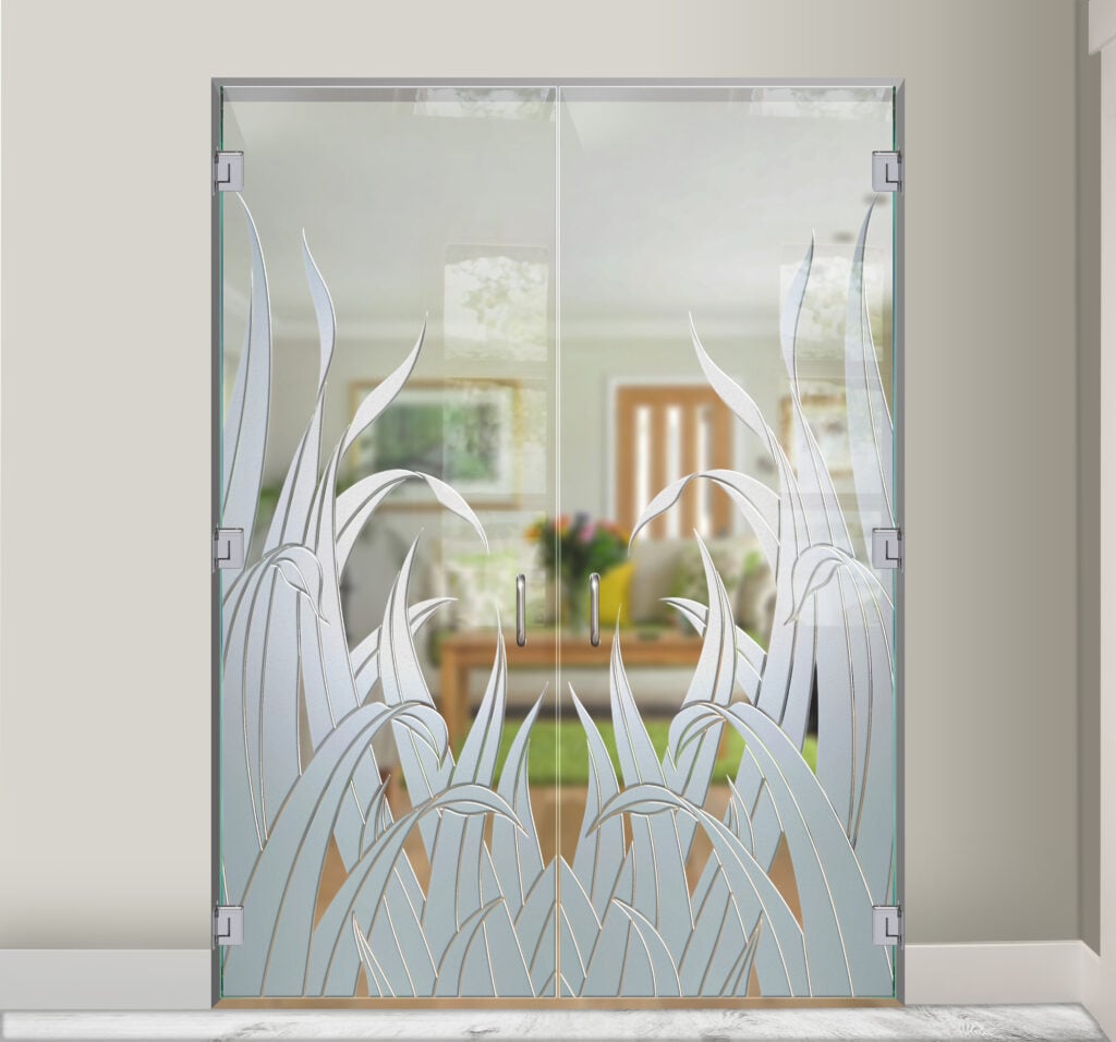 Reeds Not Private 3D Clear Frosted Glass Interior Door Frameless Interior Door Sans Soucie