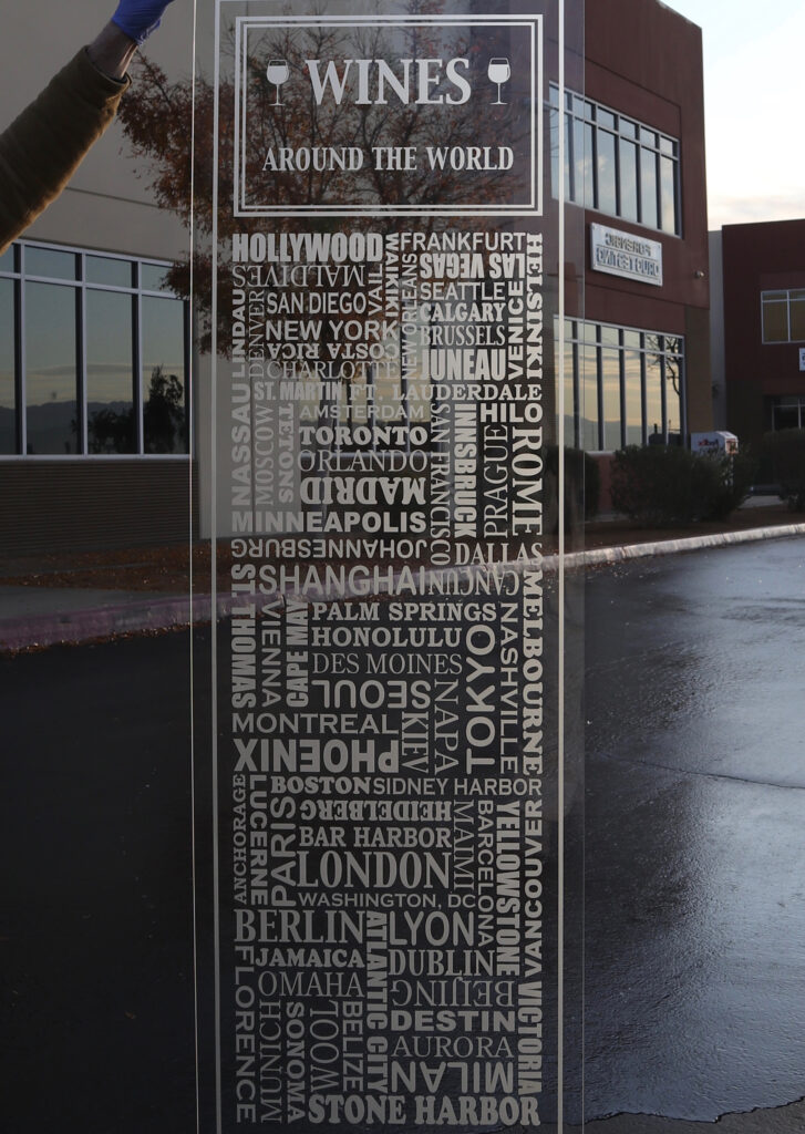 Wine cellar door glass insert