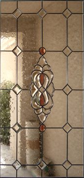 Custom-Designed Decorative Interior Insert with Sandblast Etched Glass by Sans Soucie Art Glass Handcrafted by Glass Artists