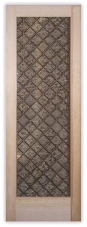 Interior Door with a Frosted Glass Seedy Squares Traditional Design for Semi-Private by Sans Soucie Art Glass