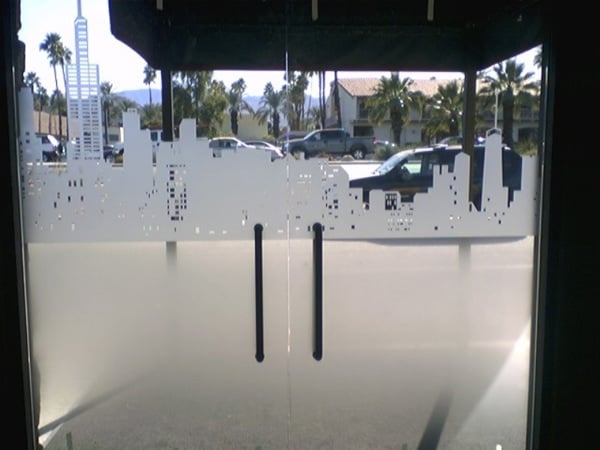 All Glass Front Door with Frosted Glass Landscapes Skyline Design by Sans Soucie