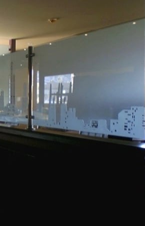 Partition with Frosted Glass Landscapes Skyline Design by Sans Soucie