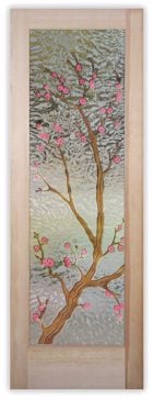 Front Door with Frosted Glass Asian Cherry Blossom Design by Sans Soucie