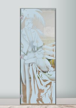 Art Glass Interior Glass Door Featuring Sandblast Frosted Glass by Sans Soucie for Semi-Private with Art Deco Debonair Design