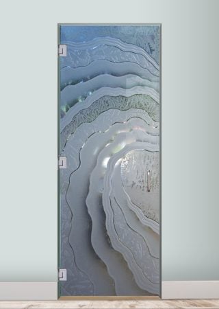 Shower Door with a sandblast Frosted Glass Oceanic Design Custom-Designed Decorative Etched Glass