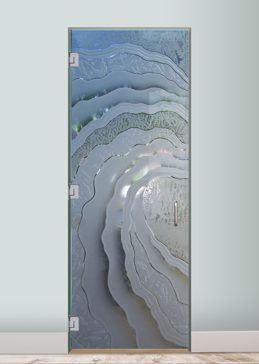 Custom-Designed Decorative Interior Glass Door with Sandblast Etched Glass by Sans Soucie Art Glass Handcrafted by Glass Artists