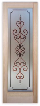 Entry Insert with Frosted Glass Wrought Iron Carmona Design by Sans Soucie