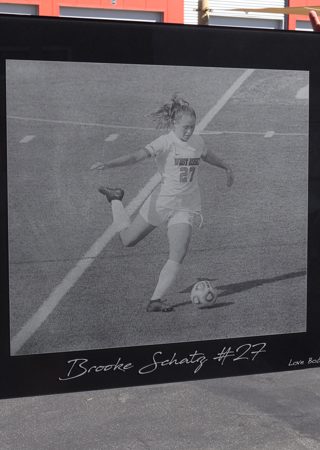 Glass Plaque Award with a Frosted Glass Soccer Girl (similar look) Portraitures Design for Private by Sans Soucie Art Glass