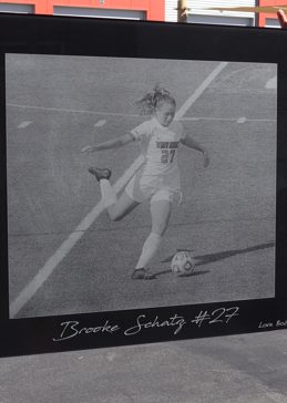 Placque with a Frosted Glass Soccer Girl (similar look) Portraitures Design for Private by Sans Soucie Art Glass