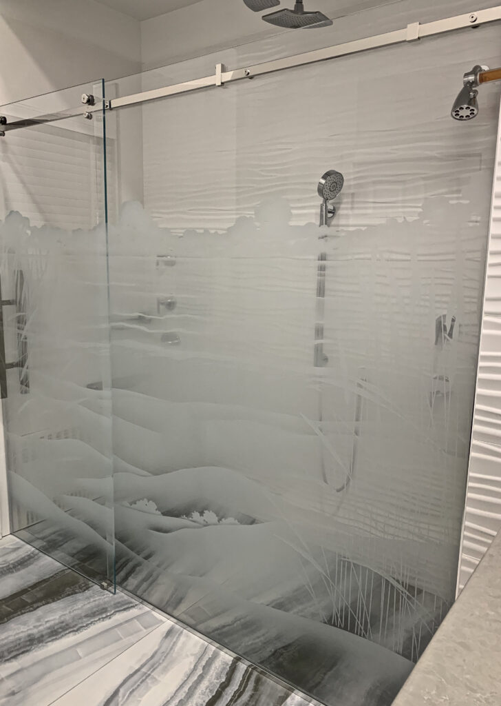 sliding frosted shower panel